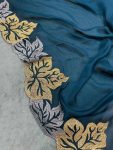 FASHIONABLE CHIFFON EMBROIDERY THREAD WORK SAREE WITH UNSTITCHED BLOUSE PARTY WEAR WHOLESALE PRICE ETHNIC GARMENT (2)
