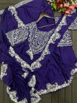 FASHIONABLE CHINON EMBROIDERY CODING WORK READY TO WEAR SAREE WITH STITCHED BLOUSE PARTY WEAR WHOLESALE PRICE ETHNIC GARMENT (8)