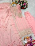 FASHIONABLE CHINON SILK EMBROIDERY SEQUENCE MOTI WORK TOP BOTTOM WITH DUPATTA PARTY WEAR WHOLESALE PRICE ETHNIC GARMENT (3)