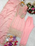 FASHIONABLE CHINON SILK EMBROIDERY SEQUENCE MOTI WORK TOP BOTTOM WITH DUPATTA PARTY WEAR WHOLESALE PRICE ETHNIC GARMENT (3)