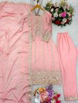 FASHIONABLE CHINON SILK EMBROIDERY SEQUENCE MOTI WORK TOP BOTTOM WITH DUPATTA PARTY WEAR WHOLESALE PRICE ETHNIC GARMENT (3)