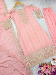 FASHIONABLE CHINON SILK EMBROIDERY SEQUENCE MOTI WORK TOP BOTTOM WITH DUPATTA PARTY WEAR WHOLESALE PRICE ETHNIC GARMENT (3)
