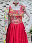 FASHIONABLE CHINON SILK EMBROIDERY SEQUENCE WORK MOTHER DAUGHER COMBO GOWN WITH DUPATTA PARTY WEAR WHOLESALE PRICE ETHNIC GARMENT (5)