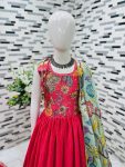 FASHIONABLE CHINON SILK EMBROIDERY SEQUENCE WORK MOTHER DAUGHER COMBO GOWN WITH DUPATTA PARTY WEAR WHOLESALE PRICE ETHNIC GARMENT (5)
