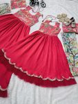 FASHIONABLE CHINON SILK EMBROIDERY SEQUENCE WORK MOTHER DAUGHER COMBO GOWN WITH DUPATTA PARTY WEAR WHOLESALE PRICE ETHNIC GARMENT (5)