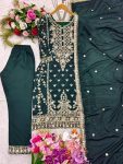FASHIONABLE CHINON SILK EMBROIDREY SEQUENCE WORK TOP BOTTOM WITH DUPATTA PARTY WEAR WHOLESALE PRICE ETHNIC GARMENT (7)