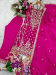 FASHIONABLE CHINON SILK EMBROIDREY SEQUENCE WORK TOP BOTTOM WITH DUPATTA PARTY WEAR WHOLESALE PRICE ETHNIC GARMENT (5)