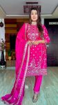 FASHIONABLE CHINON SILK EMBROIDREY SEQUENCE WORK TOP BOTTOM WITH DUPATTA PARTY WEAR WHOLESALE PRICE ETHNIC GARMENT (5)