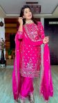 FASHIONABLE CHINON SILK EMBROIDREY SEQUENCE WORK TOP BOTTOM WITH DUPATTA PARTY WEAR WHOLESALE PRICE ETHNIC GARMENT (5)