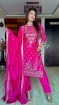 FASHIONABLE CHINON SILK EMBROIDREY SEQUENCE WORK TOP BOTTOM WITH DUPATTA PARTY WEAR WHOLESALE PRICE ETHNIC GARMENT (5)