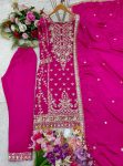 FASHIONABLE CHINON SILK EMBROIDREY SEQUENCE WORK TOP BOTTOM WITH DUPATTA PARTY WEAR WHOLESALE PRICE ETHNIC GARMENT (5)