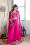 FASHIONABLE CHINON THREAD SEQUENCE WORK PALAZZO BLOUSE WITH SHRUG RANI