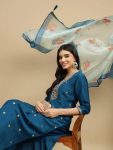 FASHIONABLE COTTON SILK EMBROIDERY WORK TOP BOTTOM WITH DUPATTA CASUAL WEAR WHOLESALE PRICE ETHNIC GARMENT (5)