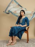 FASHIONABLE COTTON SILK EMBROIDERY WORK TOP BOTTOM WITH DUPATTA CASUAL WEAR WHOLESALE PRICE ETHNIC GARMENT (5)