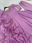 FASHIONABLE CRUSH SILK EMBROIDERY SEQUENCE WORK GOWN BOTTOM WITH DUPATTA PARTY WEAR WHOLESALE PRICE ETHNIC GARMENT (3)