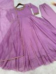 FASHIONABLE CRUSH SILK EMBROIDERY SEQUENCE WORK GOWN BOTTOM WITH DUPATTA PARTY WEAR WHOLESALE PRICE ETHNIC GARMENT (3)