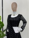 FASHIONABLE FANCY LYCRA DRAPE STYLE LEHNGA SAREE WITH UNSTITCHED BLOUSE PARTY WEAR WHOLESALE PRICE ETHNIC GARMENT (3)