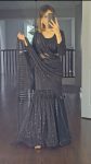 FASHIONABLE FANCY LYCRA DRAPE STYLE LEHNGA SAREE WITH UNSTITCHED BLOUSE BLACK