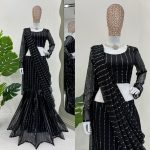 FASHIONABLE FANCY LYCRA DRAPE STYLE LEHNGA SAREE WITH UNSTITCHED BLOUSE PARTY WEAR WHOLESALE PRICE ETHNIC GARMENT (3)