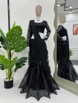 FASHIONABLE FANCY LYCRA DRAPE STYLE LEHNGA SAREE WITH UNSTITCHED BLOUSE PARTY WEAR WHOLESALE PRICE ETHNIC GARMENT (3)