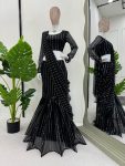 FASHIONABLE FANCY LYCRA DRAPE STYLE LEHNGA SAREE WITH UNSTITCHED BLOUSE PARTY WEAR WHOLESALE PRICE ETHNIC GARMENT (3)