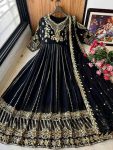 FASHIONABLE GEORGETTE EMBROIDERY SEQUENCE WORK GOWN WITH DUPATTA PARTY WEAR WHOLESALE PRICE ETHNIC GARMENT (3)