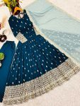FASHIONABLE GEORGETTE EMBROIDREY SEQUENCE WORK GOWN BOTTOM WITH DUPATTA PARTY WEAR WHOLESALE PRICE ETHNIC GARMENT (7)