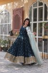 FASHIONABLE GEORGETTE EMBROIDREY SEQUENCE WORK GOWN BOTTOM WITH DUPATTA PARTY WEAR WHOLESALE PRICE ETHNIC GARMENT (7)