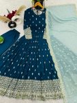 FASHIONABLE GEORGETTE EMBROIDREY SEQUENCE WORK GOWN BOTTOM WITH DUPATTA PARTY WEAR WHOLESALE PRICE ETHNIC GARMENT (7)