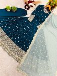FASHIONABLE GEORGETTE EMBROIDREY SEQUENCE WORK GOWN BOTTOM WITH DUPATTA PARTY WEAR WHOLESALE PRICE ETHNIC GARMENT (7)