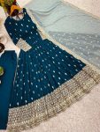 FASHIONABLE GEORGETTE EMBROIDREY SEQUENCE WORK GOWN BOTTOM WITH DUPATTA PARTY WEAR WHOLESALE PRICE ETHNIC GARMENT (7)