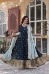 FASHIONABLE GEORGETTE EMBROIDREY SEQUENCE WORK GOWN BOTTOM WITH DUPATTA PARTY WEAR WHOLESALE PRICE ETHNIC GARMENT (7)