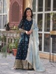 FASHIONABLE GEORGETTE EMBROIDREY SEQUENCE WORK GOWN BOTTOM WITH DUPATTA PARTY WEAR WHOLESALE PRICE ETHNIC GARMENT (7)
