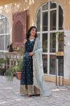 FASHIONABLE GEORGETTE EMBROIDREY SEQUENCE WORK GOWN BOTTOM WITH DUPATTA PARTY WEAR WHOLESALE PRICE ETHNIC GARMENT (7)