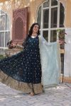 FASHIONABLE GEORGETTE EMBROIDREY SEQUENCE WORK GOWN BOTTOM WITH DUPATTA PARTY WEAR WHOLESALE PRICE ETHNIC GARMENT (7)