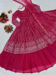 FASHIONABLE GEORGETTE THREAD SEQUENCE WORK TOP LEHENGA WITH DUPATTA PARTY WEAR WHOLESALE PRICE ETHNIC GARMENT (14)