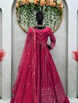 FASHIONABLE GEORGETTE THREAD SEQUENCE WORK TOP LEHENGA WITH DUPATTA PARTY WEAR WHOLESALE PRICE ETHNIC GARMENT (14)