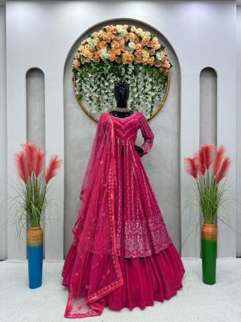 FASHIONABLE GEORGETTE THREAD SEQUENCE WORK TOP LEHENGA WITH DUPATTA RANI