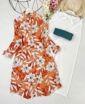 LATEST RAYON DIGITAL PRINTED TOP WITH PALAZZO ORANGE