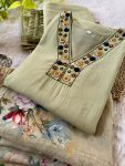 FASHIONABLE ROMAN SILK HAND WORK TOP BOTTOM WITH DUPATTA PARTY WEAR WHOLESALE PRICE ETHNIC GARMENT (2)