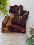 FASHIONABLE ROMAN SILK HAND WORK TOP BOTTOM WITH DUPATTA PARTY WEAR WHOLESALE PRICE ETHNIC GARMENT (1)