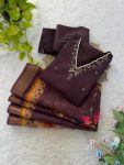 FASHIONABLE ROMAN SILK HAND WORK TOP BOTTOM WITH DUPATTA PARTY WEAR WHOLESALE PRICE ETHNIC GARMENT (1)
