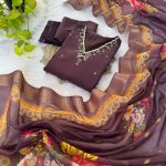 FASHIONABLE ROMAN SILK HAND WORK TOP BOTTOM WITH DUPATTA PARTY WEAR WHOLESALE PRICE ETHNIC GARMENT (1)