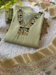 FASHIONABLE ROMAN SILK HAND WORK TOP BOTTOM WITH DUPATTA PARTY WEAR WHOLESALE PRICE ETHNIC GARMENT (2)