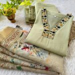 FASHIONABLE ROMAN SILK HAND WORK TOP BOTTOM WITH DUPATTA PARTY WEAR WHOLESALE PRICE ETHNIC GARMENT (2)