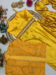 FASHIONABLE SATIN SILK MULTI THREAD EMBROIDERY SEQUENCE WORK 1 MEANUTE SAREE STITCHED BLOUSE WITH JACKET AND BELT PARTY WEAR WHOLESALE PRICE ETHNIC GARMENT (4)