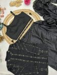 FASHIONABLE SATIN SILK MULTI THREAD EMBROIDERY SEQUENCE WORK 1 MEANUTE SAREE STITCHED BLOUSE WITH JACKET AND BELT PARTY WEAR WHOLESALE PRICE ETHNIC GARMENT (7)