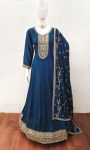 FASHIONABLE SILK EMBROIDERY ZARI SEQUENCE WORK GOWN WITH DUPATTA PARTY WEAR WHOLESALE PRICE ETHNIC GARMENT (15)