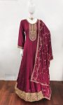 FASHIONABLE SILK EMBROIDERY ZARI SEQUENCE WORK GOWN WITH DUPATTA PARTY WEAR WHOLESALE PRICE ETHNIC GARMENT (20)