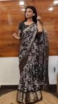 FASHIONABLE SOFT COTTON JACQUARD WORK GOWN SAREE BLACK